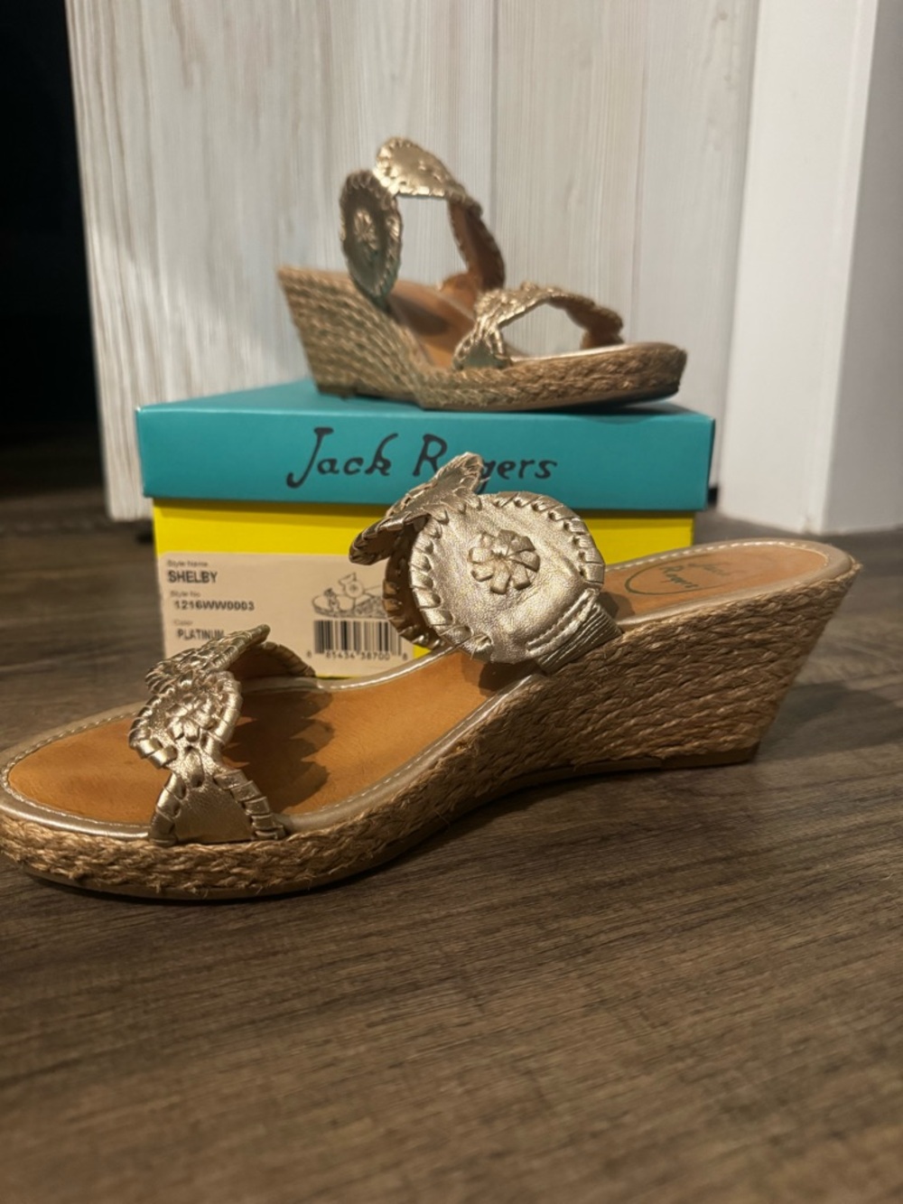 Jack Rogers Gold Braided Espadrille Wedge Sandals